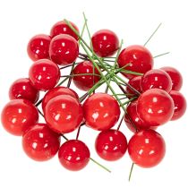 Article Mini boules de Noël artificielles rouges en forme de baies, 2 cm, lot de 48.