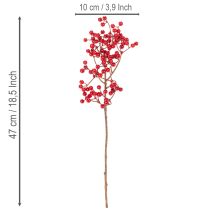 Article Branche de houx artificielle à baies rouges, branche décorative pour vases, 47 cm, lot de 3