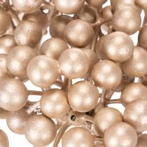 Article Branche de baies artificielles, décoration couleur champagne, 28 cm, lot de 3