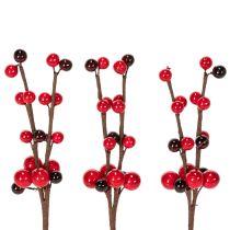 Article Branche artificielle avec baies rouges, 15 cm, lot de 6