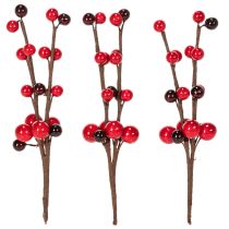 Article Branche artificielle avec baies rouges, 15 cm, lot de 6