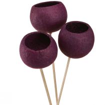 Article Coupe cloche sur bâton décoration sèche deuil fleuriste vin rouge 15 pcs