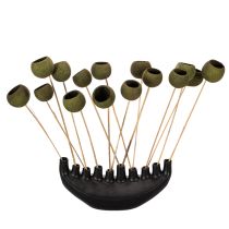 Article Cloche en forme de coupe sur tige, verte, fleurs exotiques séchées, 5 cm, 15 pièces