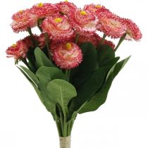 Article Fleur artificielle, cloches artificielles en bouquet, marguerites blanc-rose L32cm 10pcs