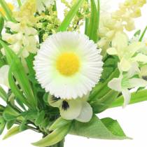 Bouquet printanier avec bellis et jacinthe artificielle blanche, jaune 25cm