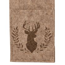 Article Pochette à couverts à motif cerf, en feutre, 26 cm, lot de 4