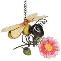 Article Décoration de jardin en métal en forme d&#39;abeille à suspendre peinte 21×21cm