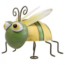 Figurine de jardin abeille, figurine décorative métal insecte H9,5cm vert jaune