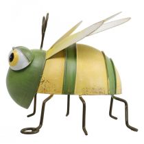Figurine de jardin abeille, figurine décorative métal insecte H9,5cm vert jaune