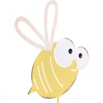 Article Abeille en prise, printemps, décoration de jardin, abeille en métal jaune, blanc L54cm 3pcs