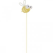 Article Abeille en prise, printemps, décoration de jardin, abeille en métal jaune, blanc L54cm 3pcs