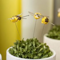 Article Abeille sur fil, bouchons fleuris, abeilles déco, printemps orange, jaune L4,5cm 24pcs