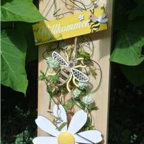 Décoration à suspendre abeilles jaune, blanc, bois doré décoration estivale 6 pièces