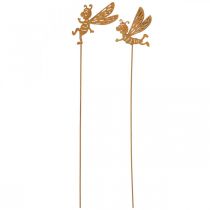 Article Bouchon fleur abeille, décor rouille, bouchon décoratif patine L31/32cm 6pcs