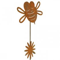 Article Piquet de jardin abeille, décoration printanière, piquet métal rouille L24,5cm 6 pcs
