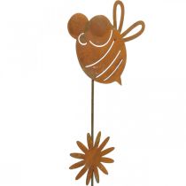 Article Piquet de jardin abeille, décoration printanière, piquet métal rouille L24,5cm 6 pcs