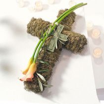 Article Croix en mousse florale grande verte 53cm 2 pièces décoration funéraire