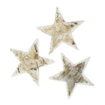 Article Étoiles de bouleau enneigées naturelles 6,5 cm 30 pcs