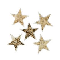 Article Étoiles de bouleau recouvertes de neige 4cm naturel 60 pcs