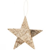 Article Étoiles suspendues en écorce de bouleau - Naturel - 25 cm - Lot de 3