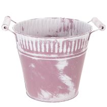 Article Seau en fer-blanc, délavé violet et blanc, Ø19cm H17cm, 1 pc.