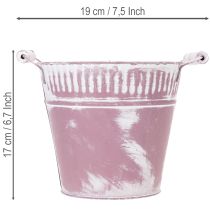 Article Seau en fer-blanc, délavé violet et blanc, Ø19cm H17cm, 1 pc.