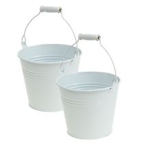 Article Seau en métal blanc Ø14cm H12cm 6pcs