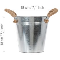Article Seau en métal brillant avec poignées en corde, Ø18cm