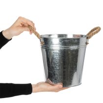 Article Seau en métal brillant avec poignées en corde, Ø22cm