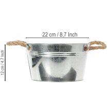 Article Bol en métal brillant avec anses en corde, Ø22cm