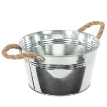 Article Bol en métal brillant avec anses en corde, Ø22cm