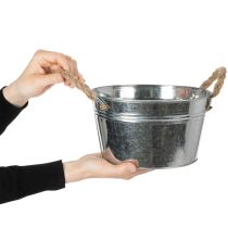 Article Bol en métal brillant avec anses en corde, Ø22cm