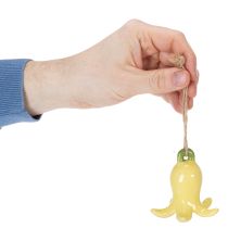 Article Pendentifs en céramique en forme de fleur, motif floral joyeux, décoration printanière, 9 cm, lot de 6