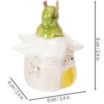 Article Maison de fée en céramique à suspendre, décorée de fleurs, 6 cm, lot de 6