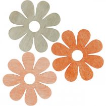 Fleurs à saupoudrer d&#39;orange, d&#39;abricot, de brun à saupoudrer de bois déco 72pcs