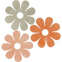 Article Fleurs à disperser orange, abricot, marron décoration bois dispersées 72pcs