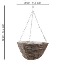 Article Corbeille à fleurs suspendue en bois naturel gris Ø30cm 2pcs