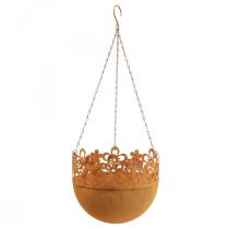 Article Panier suspendu métal décoration rouille décoration à suspendre Ø20cm H16cm