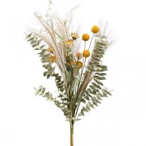 Bouquet de fleurs artificielles Craspedia plume herbe eucalyptus 55cm
