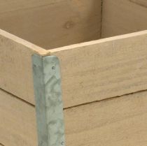 Boîte à fleurs jardinière en bois shabby chic beige 12.5×14.5×14.5cm