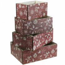 Jardinière de Noël jardinière bois rouge lot de 4