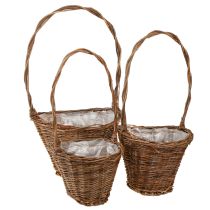 Article Panier à fleurs avec anses en osier naturel 29/23/21 cm Lot de 3