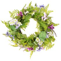 Article Couronne de fleurs artificielles avec couronne de vigne colorée H13cm Ø55cm