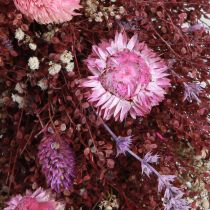 Article Couronne de fleurs séchées, rouge bordeaux, rose, Ø25cm