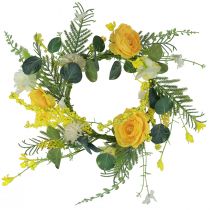 Couronne de fleurs artificielles Couronne de fleurs artificielles jaune blanc 42cm