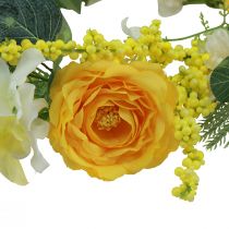 Article Couronne de fleurs artificielles Couronne de fleurs artificielles jaune blanc 42cm