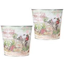 Article Petits pots de fleurs en métal coloré, Fresh Garden, 16 cm de haut, lot de 2
