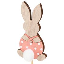 Article Bâton de fleur en bois coloré pour décoration de Pâques, lapin, 6 cm, 12 pièces