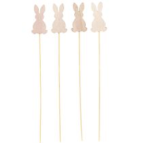 Article Bâton de fleur en bois coloré pour décoration de Pâques, lapin, 6 cm, 12 pièces