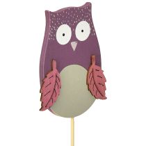 Article Bouchon fleur déco hibou bois violet, marron 8cm 12pcs